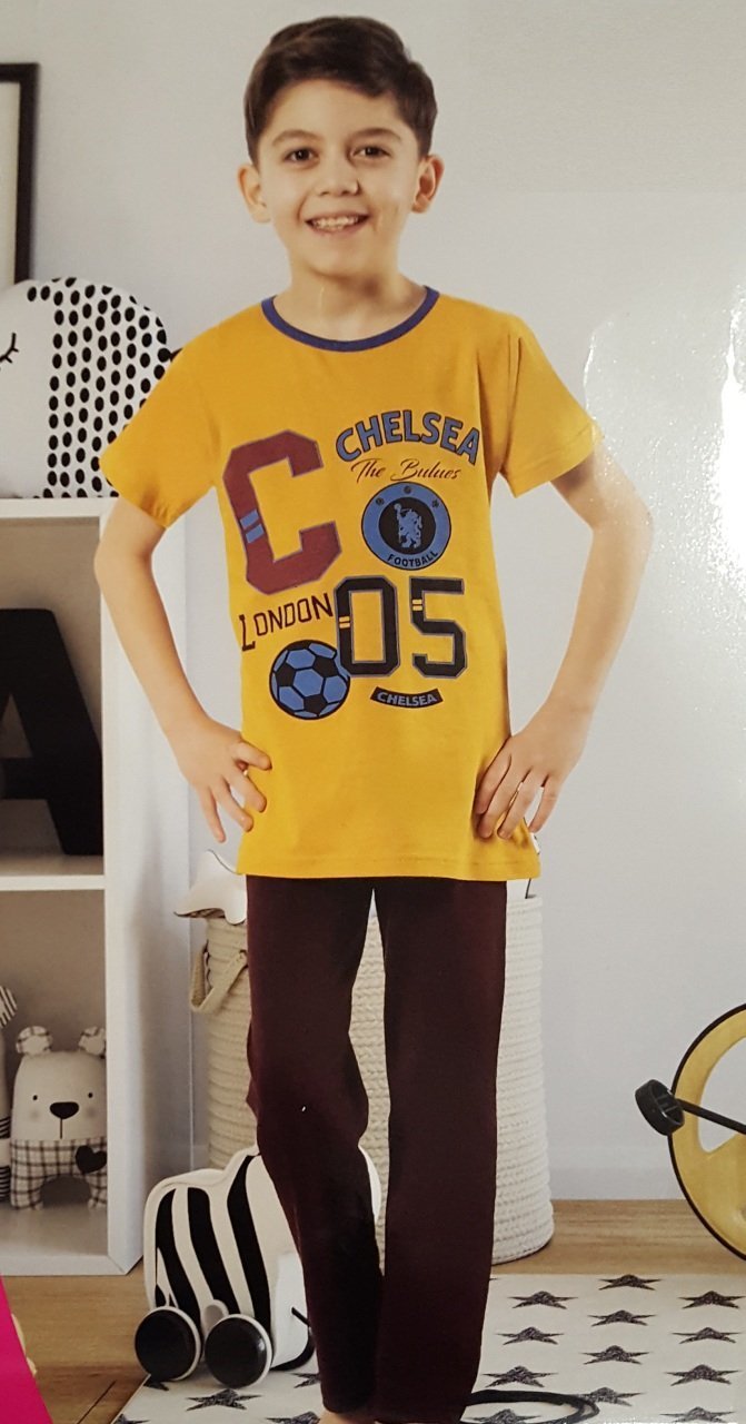 Donex 943 Erkek Çocuk Kısa Kol Pijama Takımı SARI - 12/13