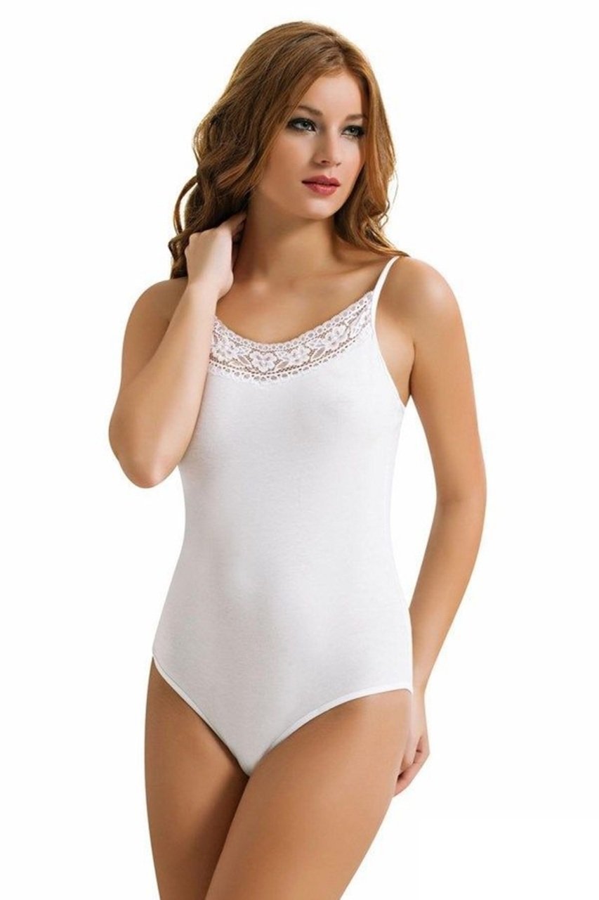 Nbb 2938 Bayan Dantelli Çıtçıtlı Body XL - BEYAZ