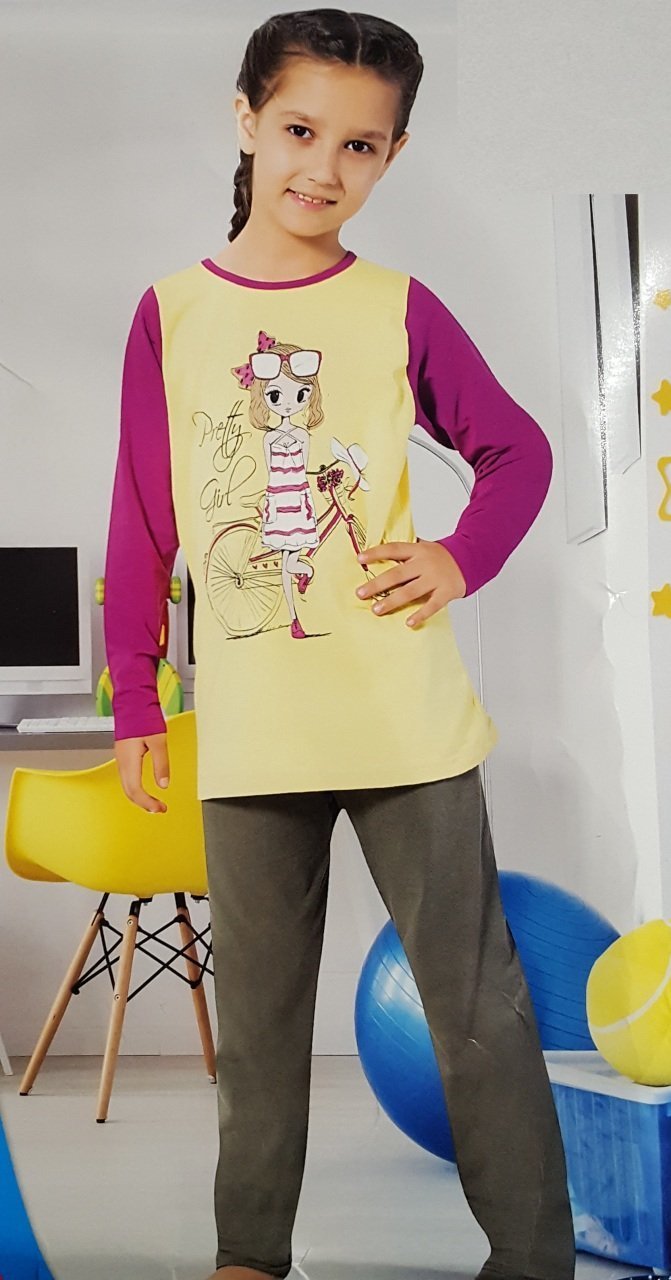 Özlem 898 Kız Çocuk Uzun Kol Pijama Takımı SARI - 10/11