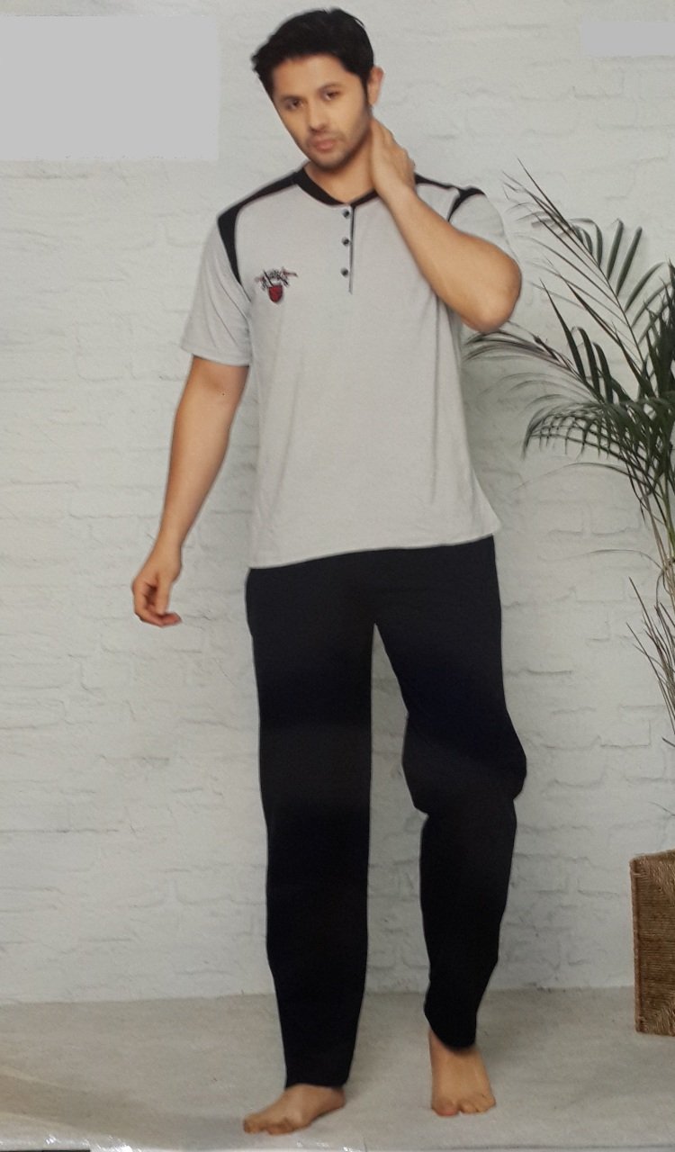 ERCAN K33 ERKEK KISA KOL PİJAMA TAKIMI GRİ - L