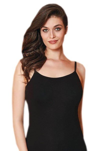 Berrak 2128 Bayan Likralı İp Askılı Atlet 3' LÜ XL - SİYAH