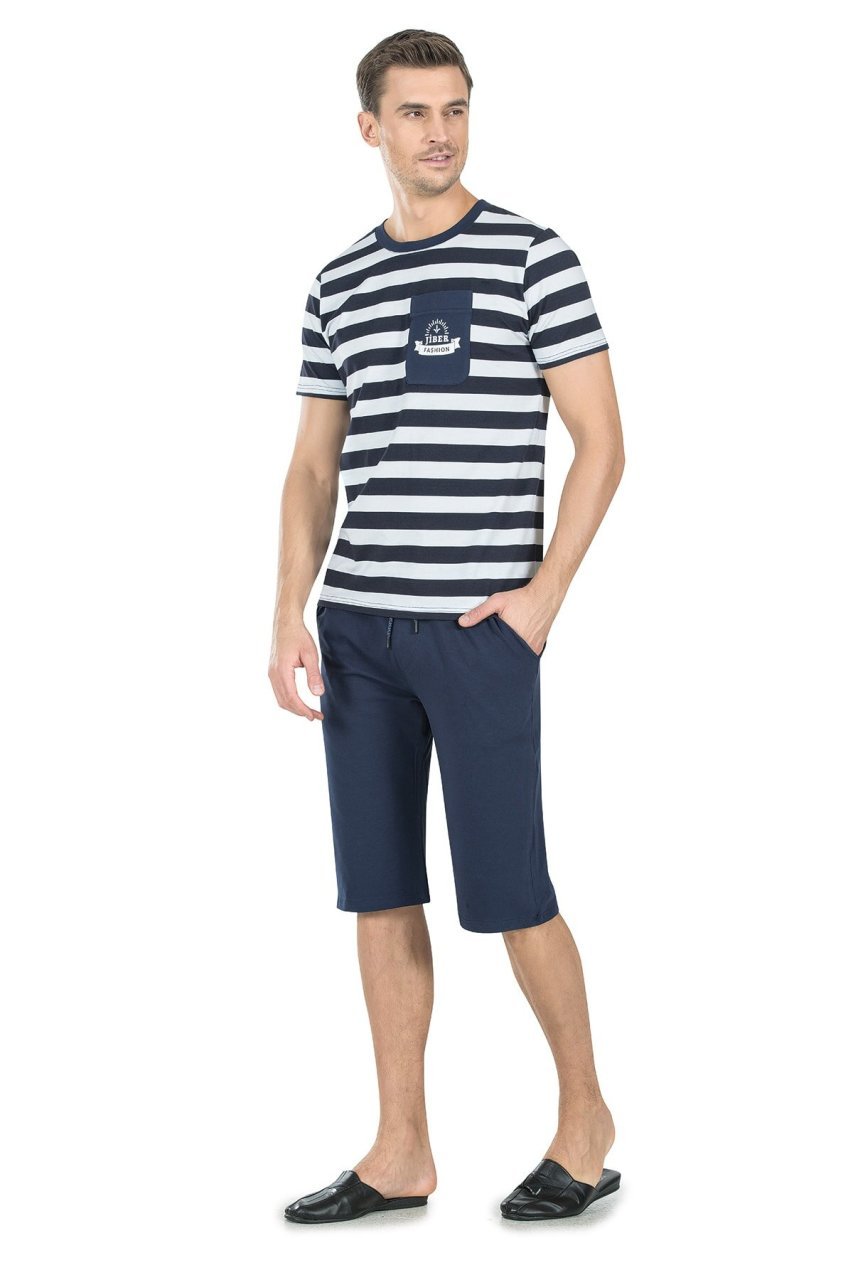 JİBER 4716 ERKEK KISA KOL KAPRİ PİJAMA TAKIMI
