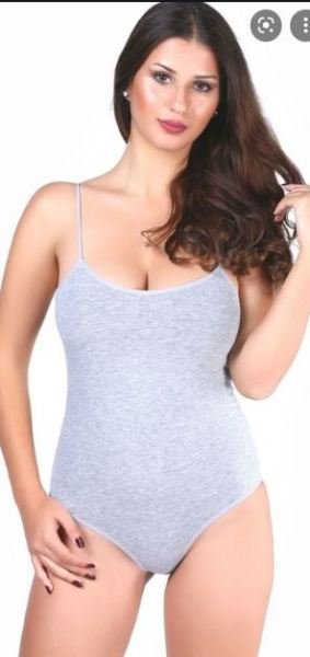 Tutku Bayan İp Askılı Çıtçıtlı Body GRİ - XL