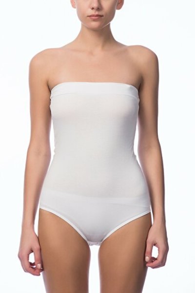 Nbb 2985 Bayan Straplez Çıtçıtlı Body BEYAZ - L