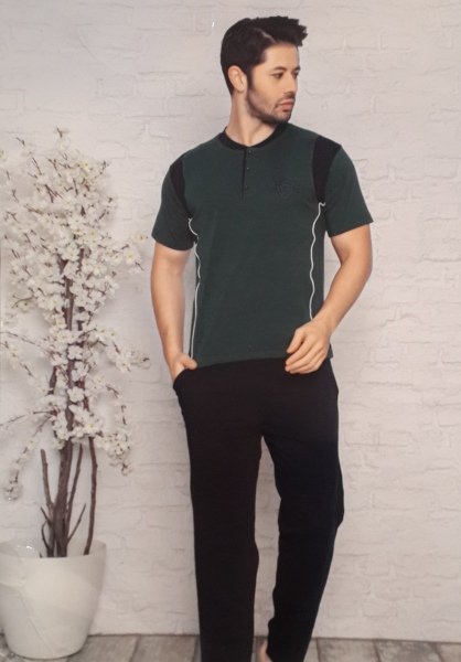 SUDE 018 ERKEK KISA KOL PİJAMA TAKIMI YEŞİL - M