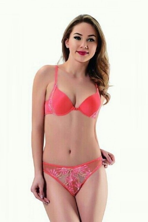 Nbb 4394 Dantelli Dolgulu Sütyen Takım 90 - NAR ÇİÇEĞİ