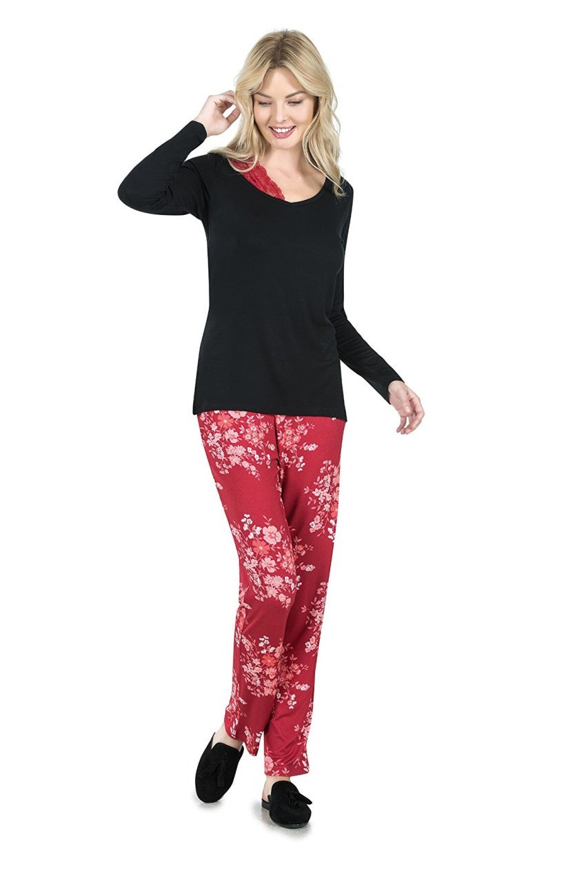 JİBER 3738 BAYAN PİJAMA TAKIMI SİYAH - S