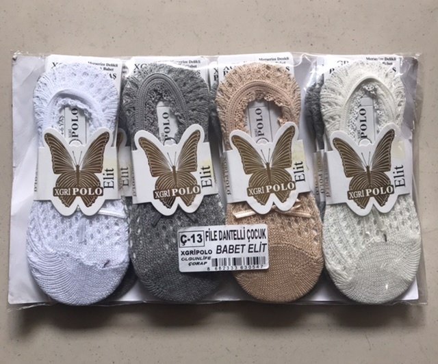 XGRİ POLO Ç13 ÇOCUK FİLE DANTELLİ BABET 12 Adet ASORTİ - 1-3