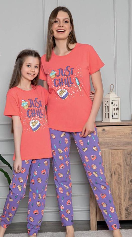 SUDE 2944 GENÇ BAYAN KISA KOL PİJAMA TAKIMI