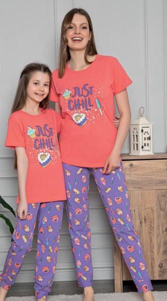 SUDE 2944 GENÇ BAYAN KISA KOL PİJAMA TAKIMI