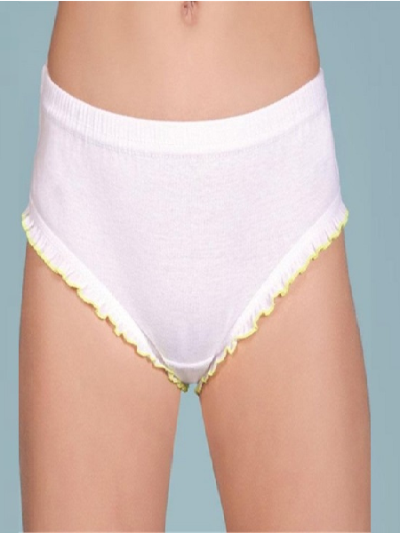 Berrak 2556 Kız Çocuk Ribana Fırfırlı Slip Külot 4 - BEYAZ