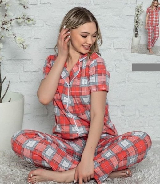 ERCAN 2045 BAYAN BOYDAN DÜĞMELİ PİJAMA TAKIMI