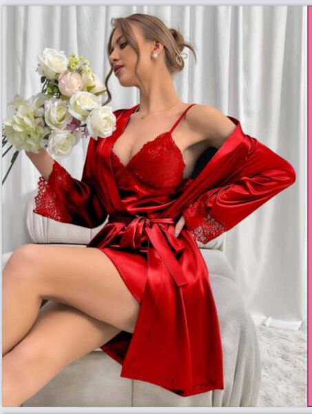 VİSATİN 3037 BAYAN GECELİK KIRMIZI - XL