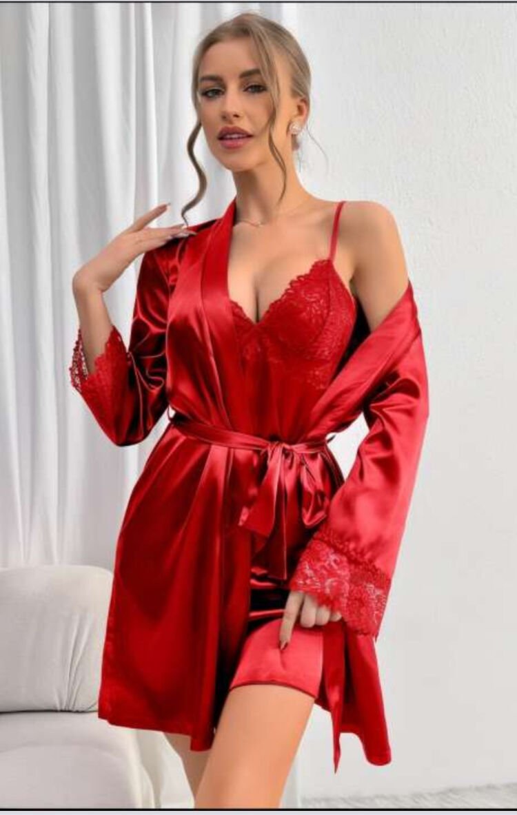 VİSATİN 3037 BAYAN GECELİK KIRMIZI - XL