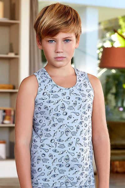 BERRAK 5424 ERKEK ÇOCUK ATLET 2 Lİ MAVİ - 13-14 Yaş