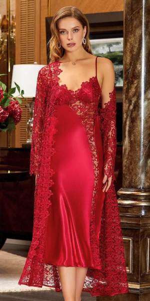 JEREMİ 619 SATEN DANTELLİ 6 LI SET BORDO - S