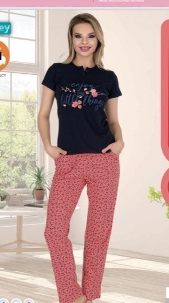 BERLAND 3355 BAYAN KISA KOL PİJAMA TAKIM