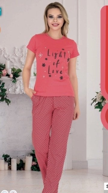 BERLAND 3356 BAYAN KISA KOL PİJAMA TAKIM