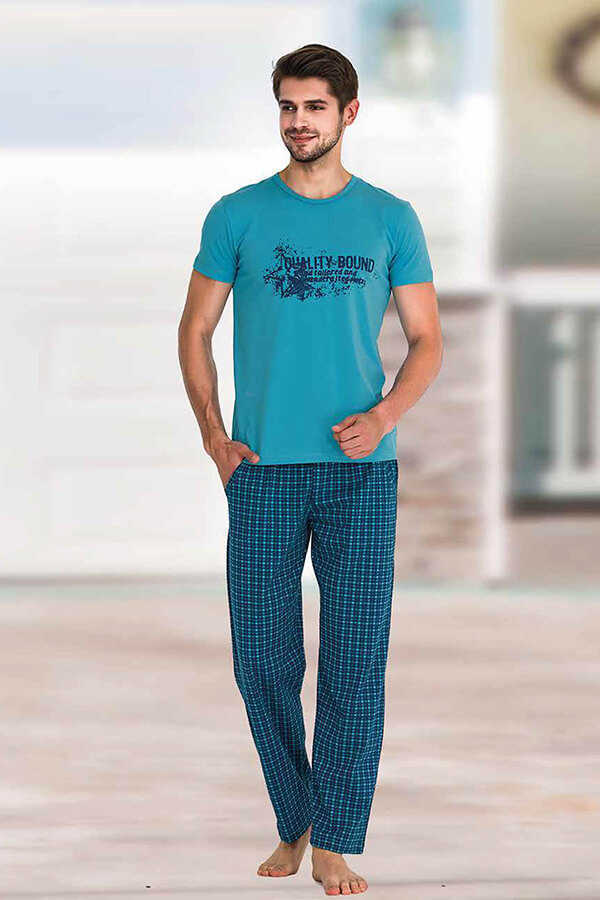 BERLAND 3730 ERKEK KISA KOL PİJAMA TAKIM MAVİ - XL