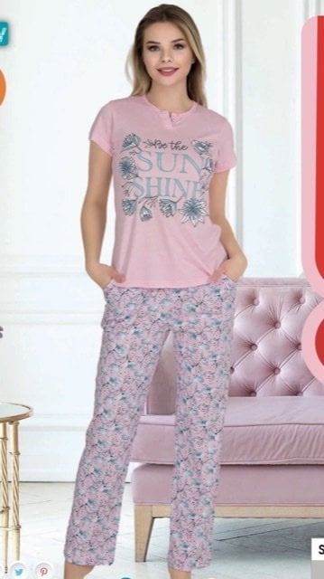 BERLAND 3349 BAYAN KISA KOL PİJAMA TAKIM