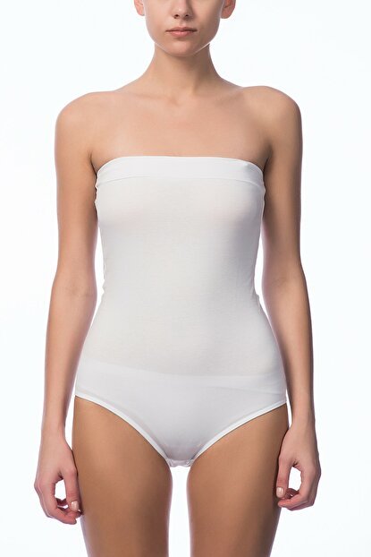 Nbb 2985 Bayan Straplez Çıtçıtlı Body BEYAZ - S