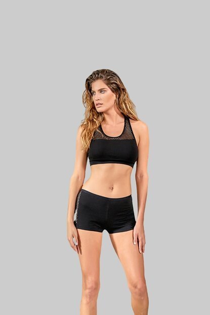 8089 BERRAK BAYAN ŞORTLU TAKIM SİYAH - M