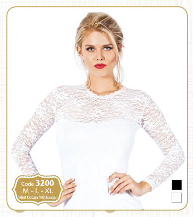 Özlem 3200 Bayan Uzun Kol Dantelli BadY