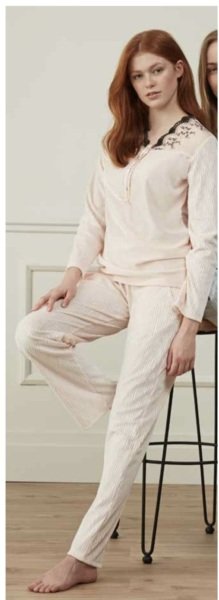 Feyza 3548 Bayan Kadife Pijama Takımı PEMBE - S