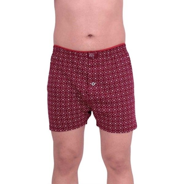 ELİT 1102 ERKEK DESENLİ BOXER BORDO - XL