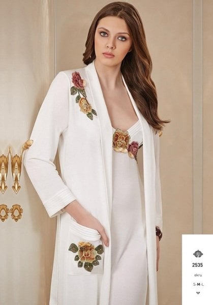 Jeremi 2535 Saten Dantelli Gecelik Sabahlık Takımı