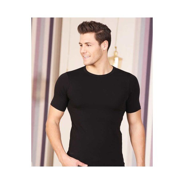 1024 BERRAK ER KISA KOL BİS. YAKA SİYAH - M